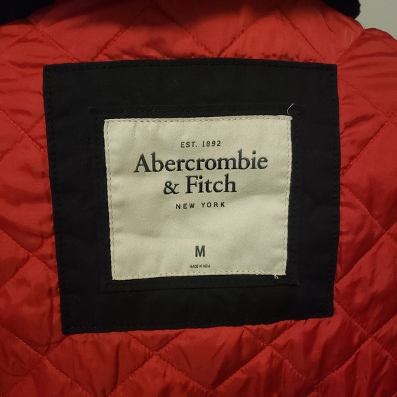 Vintage Abercrombie & Fitch Men's Hooded Military Style Jacket Size Medium Blue - Picture 13 of 16